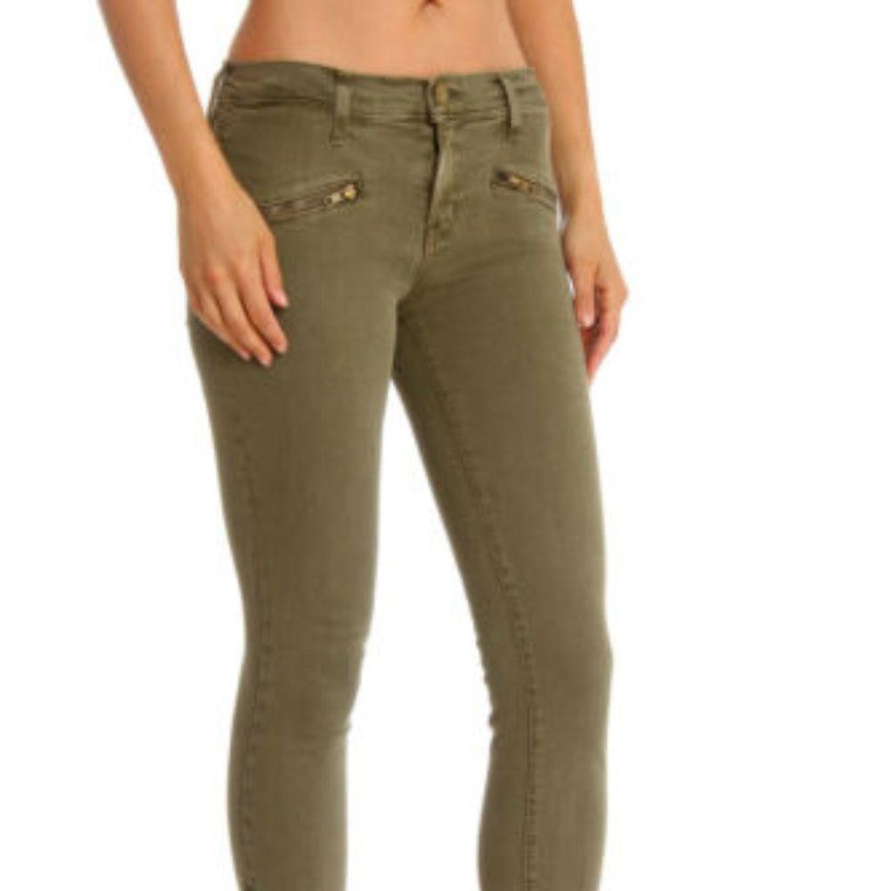Current/Elliott The Soho Zip Stiletto Pants In Army Ankle Zip 30 x 28